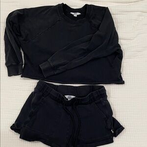 Black Sweatshirt and Shorts Set
